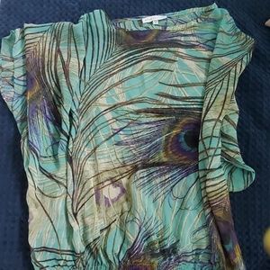 Peacock print blouse